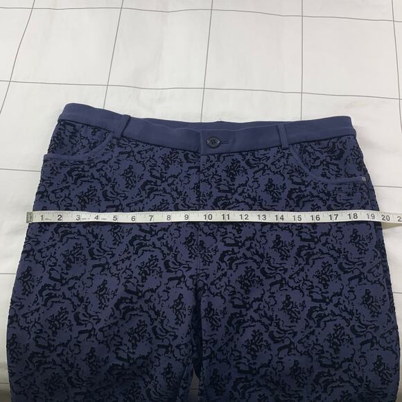 Soft Surroundings Pants Womens Large Petite Navy Blue Baroque Velvet Burnout - Picture 7 of 10